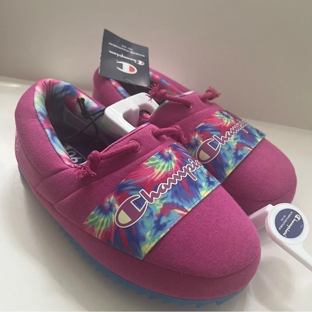 Champion Academy Youth Women’s Pink Tie Dye Slippers Slide On Shoes Sz 6 NWT